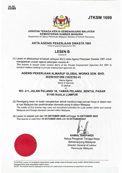 JTKSM licence 1699